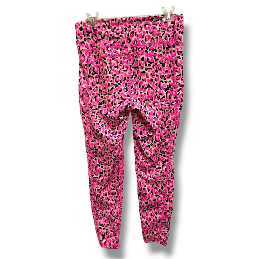 Lilly Pulitzer Weekender Leggings Pink Topaz Leopard‎ High Rise Pocket Active M